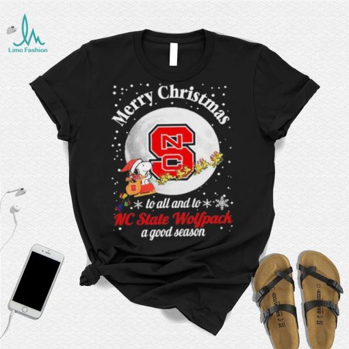 Peanuts Snoopy Merry Christmas To All And To All A NC State Wolfpack A Good Season Shirt