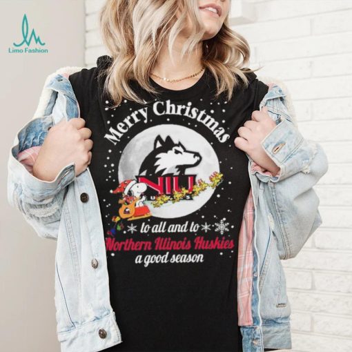 Peanuts Snoopy Merry Christmas To All And To All A Northern Illinois Huskies A Good Season Shirt
