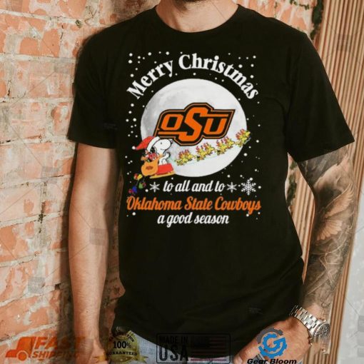 Peanuts Snoopy Merry Christmas To All And To All A Oklahoma State Cowboys A Good Season Shirt