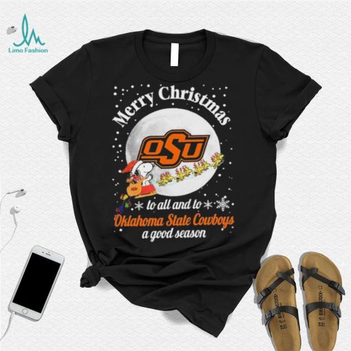 Peanuts Snoopy Merry Christmas To All And To All A Oklahoma State Cowboys A Good Season Shirt