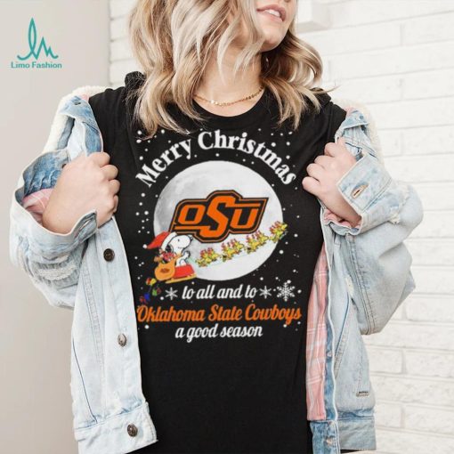 Peanuts Snoopy Merry Christmas To All And To All A Oklahoma State Cowboys A Good Season Shirt