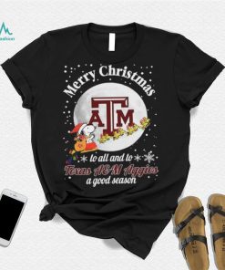 Peanuts Snoopy Merry Christmas To All And To All A Texas A&M Aggies A Good Season Shirt