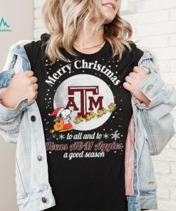 Peanuts Snoopy Merry Christmas To All And To All A Texas A&M Aggies A Good Season Shirt