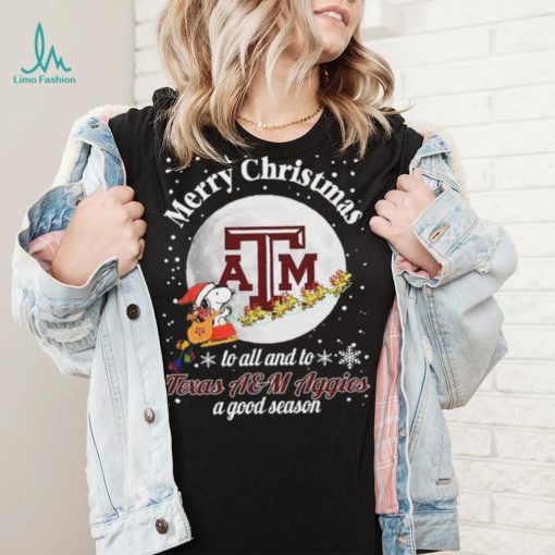 Peanuts Snoopy Merry Christmas To All And To All A Texas A&M Aggies A Good Season Shirt