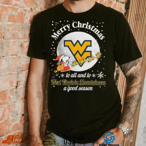 Peanuts Snoopy Merry Christmas To All And To All A West Virginia Mountaineers A Good Season Shirt