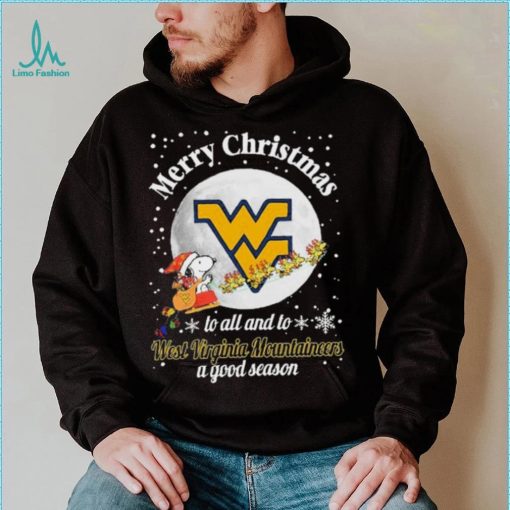 Peanuts Snoopy Merry Christmas To All And To All A West Virginia Mountaineers A Good Season Shirt