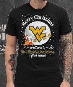 Peanuts Snoopy Merry Christmas To All And To All A West Virginia Mountaineers A Good Season Shirt