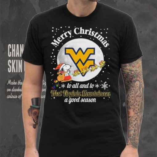 Peanuts Snoopy Merry Christmas To All And To All A West Virginia Mountaineers A Good Season Shirt