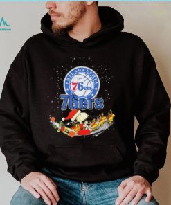 Peanuts Snoopy Riding Reindeer Woodstock Philadelphia 76ers Christmas Shirt