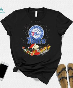 Peanuts Snoopy Riding Reindeer Woodstock Philadelphia 76ers Christmas Shirt