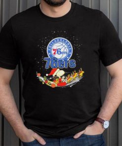 Peanuts Snoopy Riding Reindeer Woodstock Philadelphia 76ers Christmas Shirt