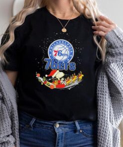 Peanuts Snoopy Riding Reindeer Woodstock Philadelphia 76ers Christmas Shirt