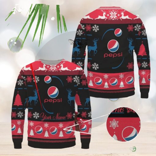 Pepsi All Over Printed Ugly Sweater Uniform Sweater Party Gift Custom Name