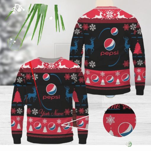 Pepsi All Over Printed Ugly Sweater Uniform Sweater Party Gift Custom Name