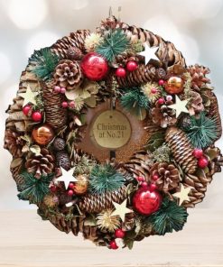 Personalised Baubles and Stars Christmas Wreath 35cm