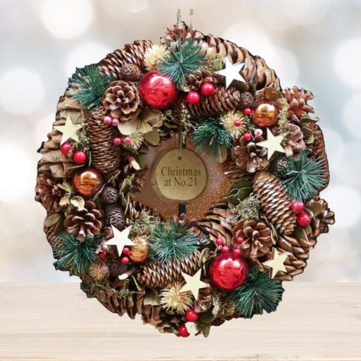 Personalised Baubles and Stars Christmas Wreath 35cm