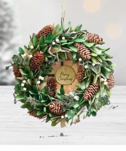 Personalised Pinecone and Mistletoe Forest Wreath 35cm