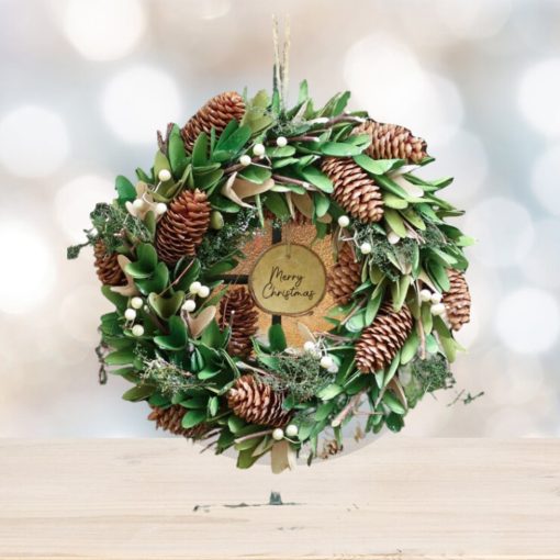 Personalised Pinecone and Mistletoe Forest Wreath 35cm