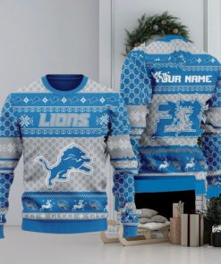 Personalize Detroit Lions Custom Name And Number Ugly Christmas Sweaters