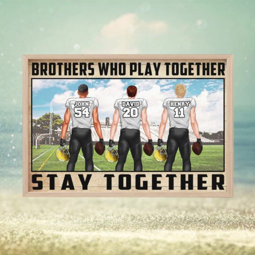 Personalized American Football Brothers Poster   Brothers Who Play Together