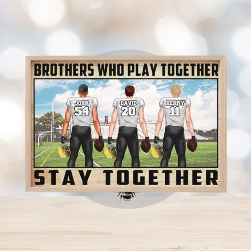 Personalized American Football Brothers Poster   Brothers Who Play Together