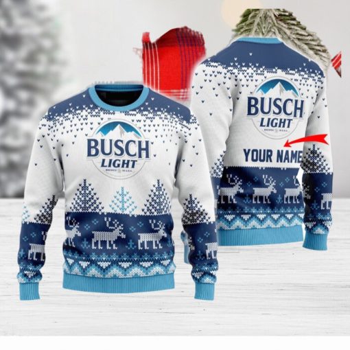 Personalized Busch Light Reindeer Ugly Sweater Beer For Fans Gift Christmas Holidays