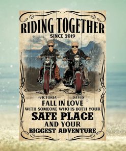 Personalized Couple Biker Poster Riding Together And Fall In Love Marriage Chapter