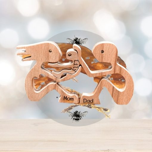 Personalized Couple With Baby Wood Puzzle, Home Decoration For Couple, Christmas Gifts For Couple