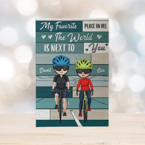 Personalized Cycling Couple Poster   My Favorite Place In The World Is Next To You