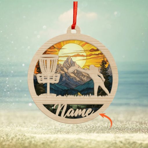 Personalized Disc Golf Women Christmas Ornament