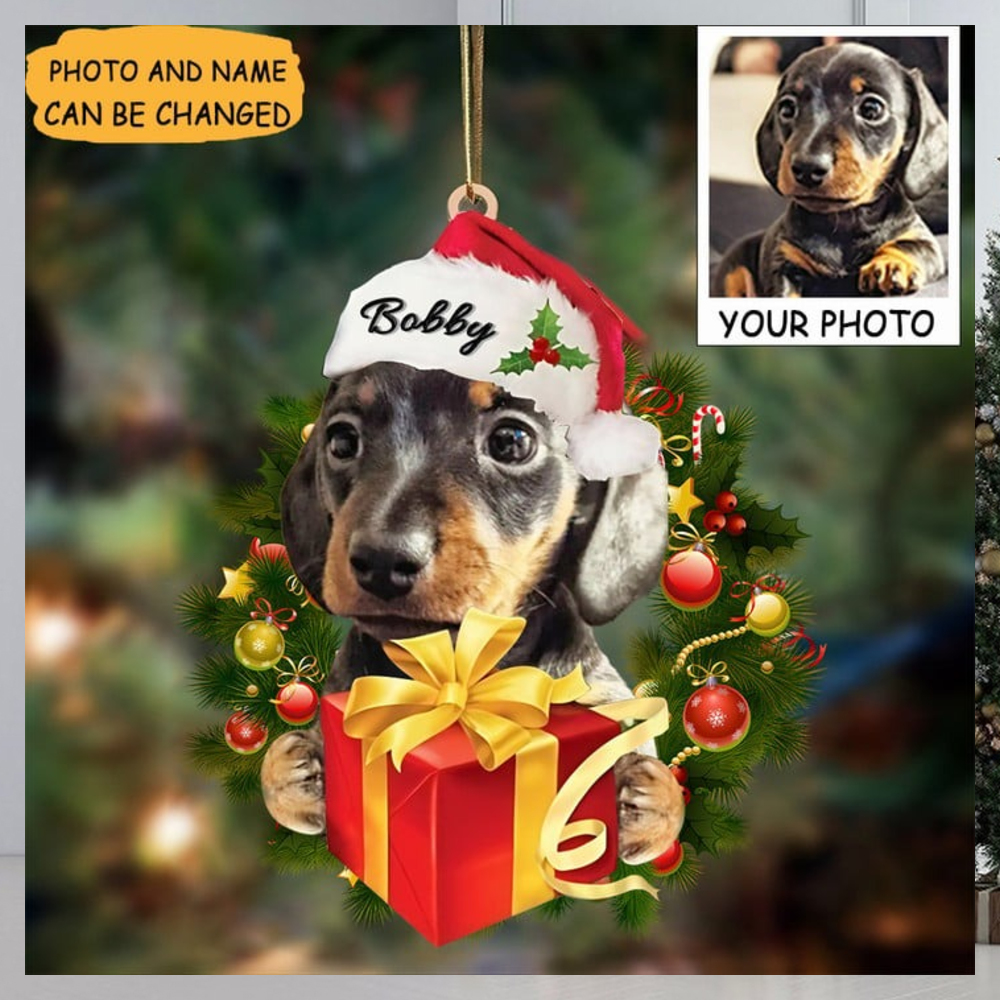 Personalized Dog Photo Dachshund Christmas Ornament Custom Dog Ornament With Picture Personalized Dog Photo Dachshund Christmas Ornament Custom Dog Ornament With Picture