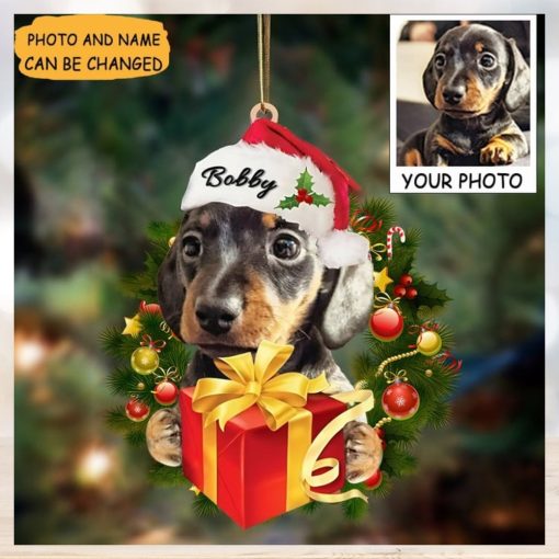 Personalized Dog Photo Dachshund Christmas Ornament Custom Dog Ornament With Picture