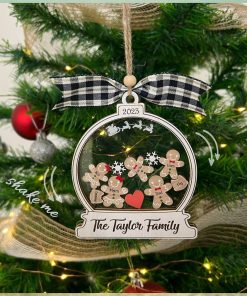 Personalized Gingerbread Family Ornament 2023, 4D Customized Cookie Ornament Gift for Christmas, Custom Family Christmas Ornament