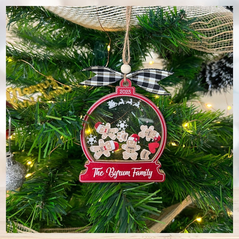 Personalized Gingerbread with Christmas hats Family Ornament 2023, 4D Customized Cookie Ornament Gift for Christmas, Custom Family Ornament Personalized Gingerbread with Christmas hats Family Ornament 2023, 4D Customized Cookie Ornament Gift for Christmas, Custom Family Ornament