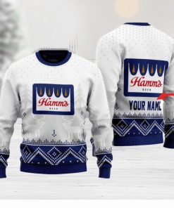 Personalized Hamm’s Beer White Reindeer Ugly Sweater Beer For Fans Gift Christmas Holidays