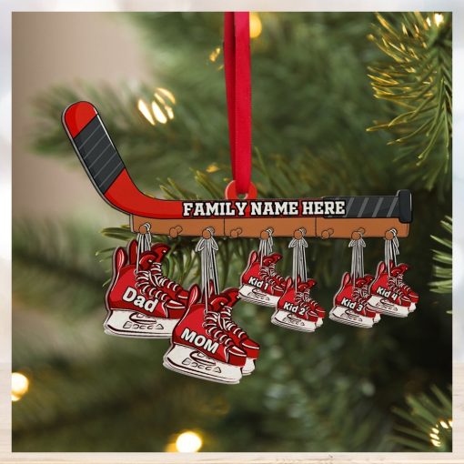 Personalized Ice Hockey Family Skates Ornament