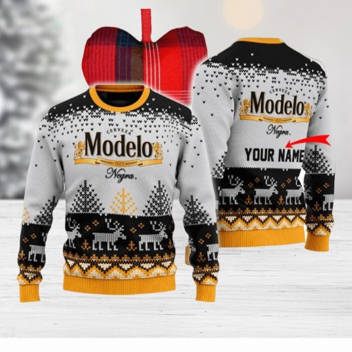 Personalized Modelo Negra Reindeer Ugly Sweater Beer For Fans Gift Christmas Holidays