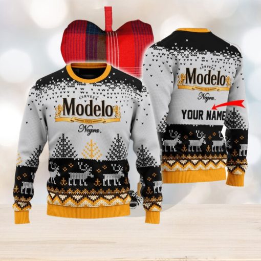 Personalized Modelo Negra Reindeer Ugly Sweater Beer For Fans Gift Christmas Holidays