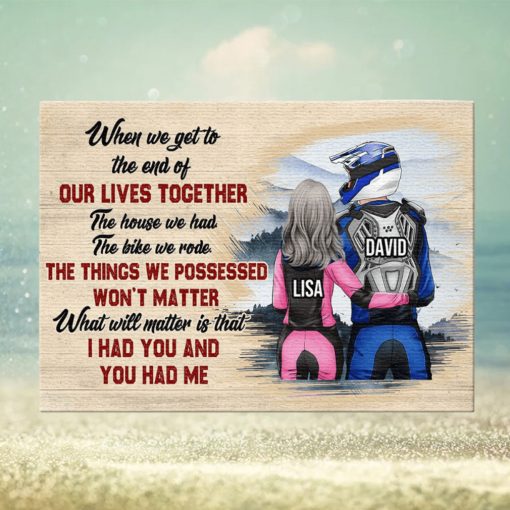 Personalized Motocross Couple Poster   What Will Matter Is That   Couple Shoulder To Shoulder