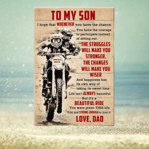 Personalized Motocross Father & Son Poster   Struggles Will Make You Stronger   Vintage