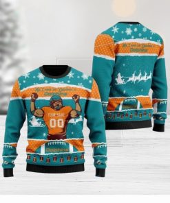 Personalized NFL Miami Dolphins All I Need For Christmas Ugly Christmas Sweater Perfect Gift