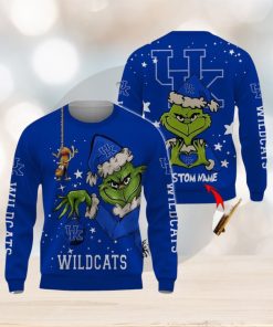 Personalized Name NCAA Kentucky Wildcats Football Fans Sweater Grinch Ugly Sweater Christmas Xmas Gift