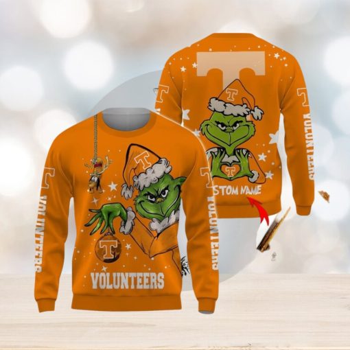 Personalized Name NCAA Tennessee Volunteers Football Fans Sweater Grinch Ugly Sweater Christmas Xmas Gift