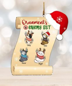 Personalized Naughty Cat Ornament, Enemy List Christmas Ornament, Gifts For Cat Moms, Cat Dads