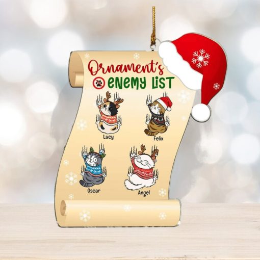 Personalized Naughty Cat Ornament, Enemy List Christmas Ornament, Gifts For Cat Moms, Cat Dads