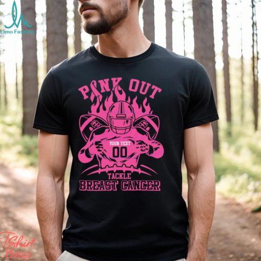 Personalized Pink Out Tackle Breast Cancer Football Player Shirt