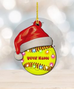 Personalized Softball Layered Wood Christmas Ornament