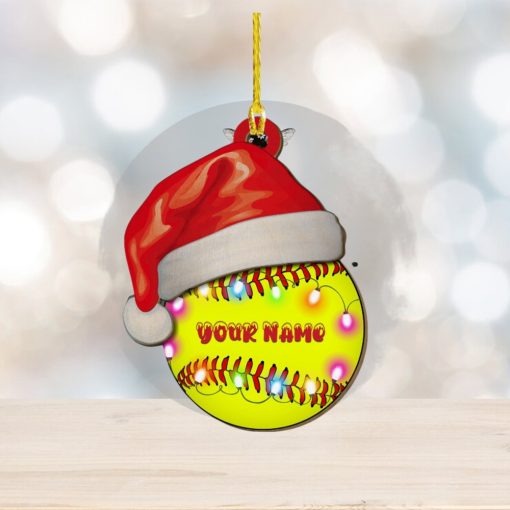 Personalized Softball Layered Wood Christmas Ornament