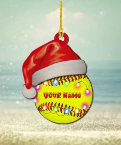 Personalized Softball Layered Wood Christmas Ornament