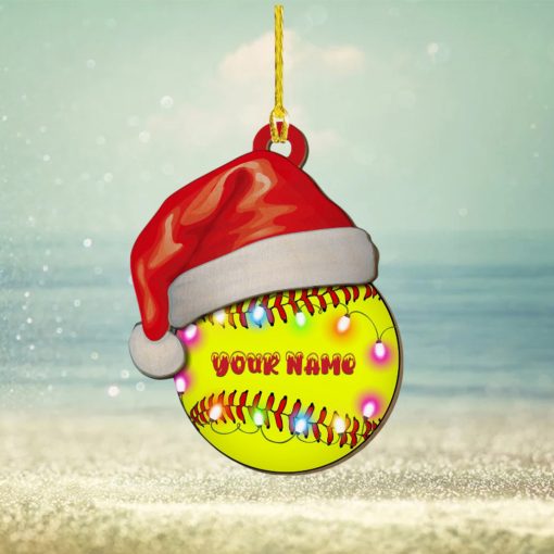 Personalized Softball Layered Wood Christmas Ornament